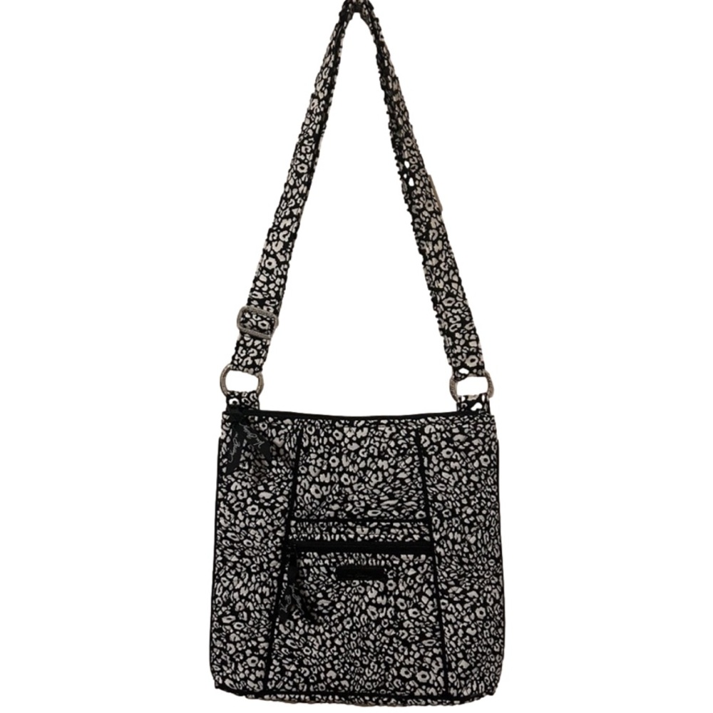 Vera Bradley Black White Printed Cloth Crossbody Bag Adjustable Strap